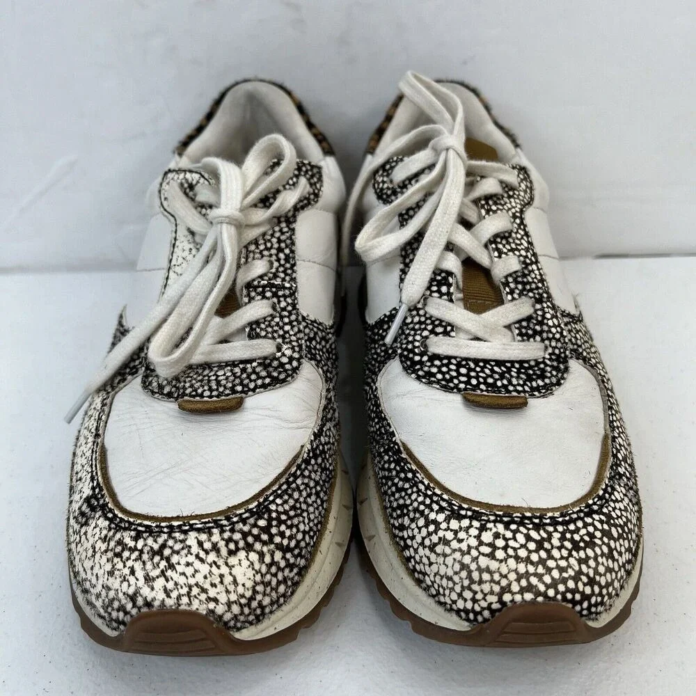 Madewell MWL Size 7.5 Kickoff‎ Trainer Sneaker Leather Calf Hair Lace Up Shoes